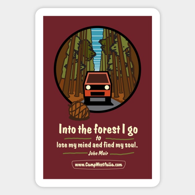 Campervan in Redwood Forest, dark Magnet by CampWestfalia
